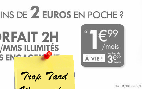 Forfait mobile Auchan Telecom 2H MMS/SMS Illimité 1€99 (...)
