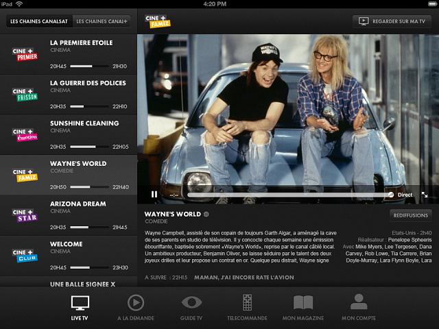 L'application CanalTouch tablette