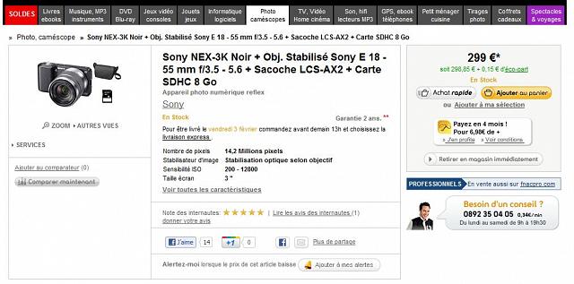 L'offre du NEX3 - Clairement disponible par deux fois !