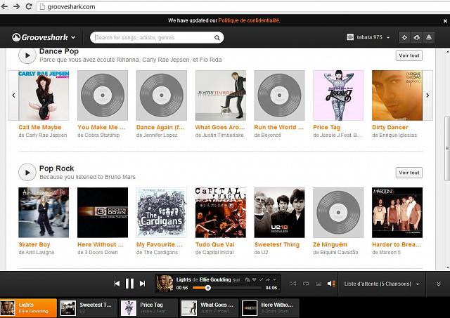 La version PC de Grooveshark