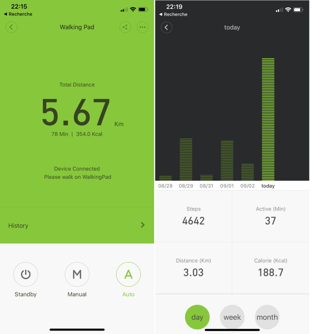Suivi d'activité dans l'application Walkingpad/Mi Home