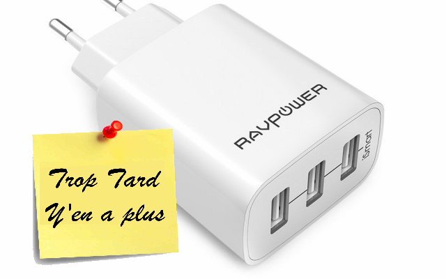 Chargeur USB RAVPower 3 ports intelligents iSmart 2 à (...)
