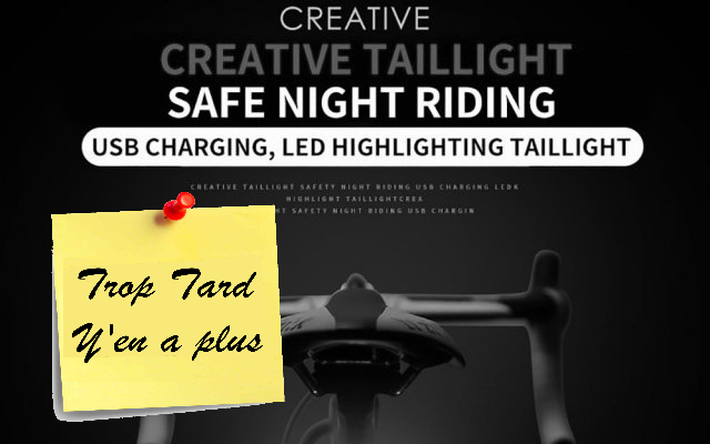 Feu arrière vélo UTORCH LED rechargeable et amusant à (...)