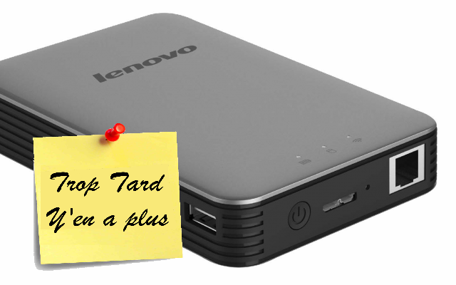 Disque dur Wi-Fi NAS 1To Lenovo F800 batterie (...)