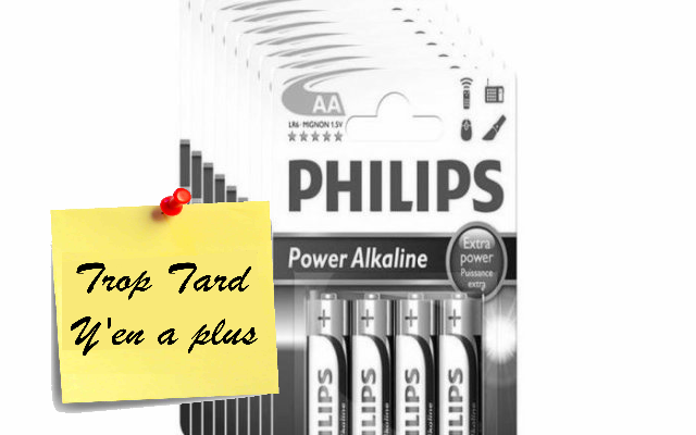 40 piles Philips PowerLife Alcaline LR06 AA pour (...)
