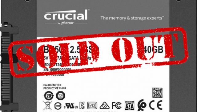 SSD Crucial BX500 240Go (3DNAND) à 28€82 @ Amazon