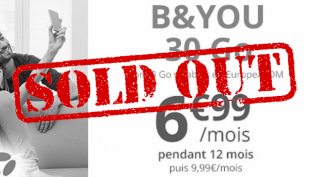 Forfait mobile B&YOU 30 Go 6,99€/mois sans (...)