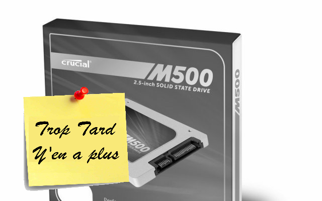 Disque SSD Crucial M500 240 Go à 74€90 livré
