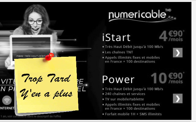 Offre Fibre Numericable en vente privée dés 4€99 (...)