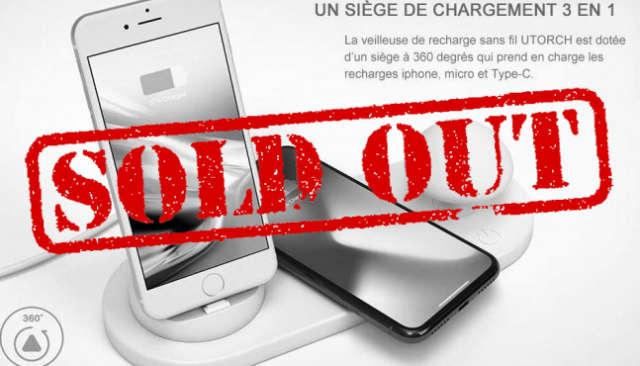 Utorch B06, Chargeur USB 3 en 1 et Qi, veilleuse et (...)