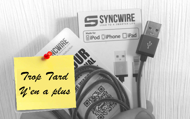 Câble USB Lightning Syncwire iPhone 5/6 Nylon certifié (...)