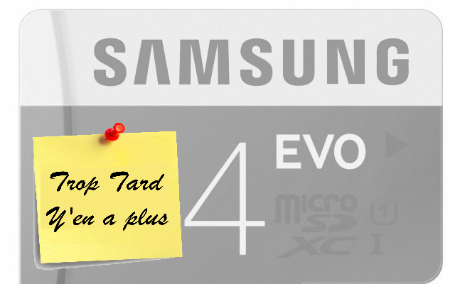 Carte micro SDHC Samsung Evo 64Go à 23,90€ livrée