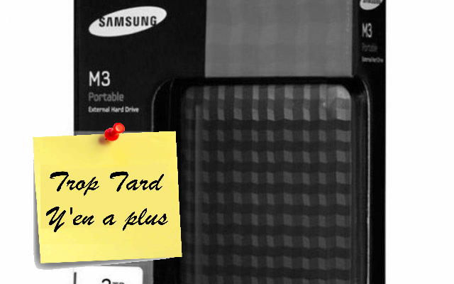 Disque dur externe 2.5" Samsung M3 2To à 85€00 (...)