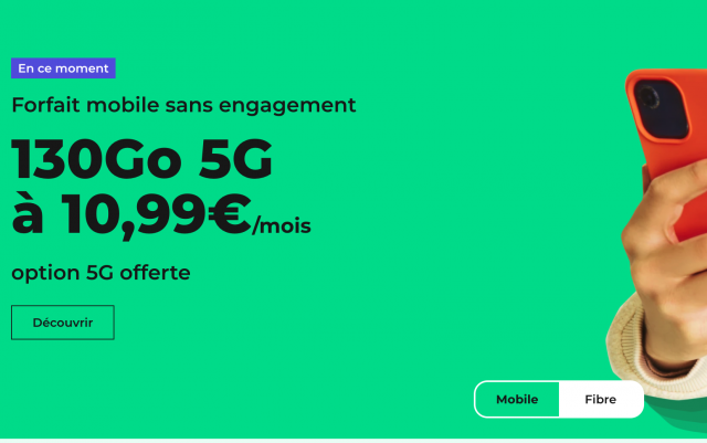 Forfait mobile Red by SFR 130 Go 5G/27 Go UE/DOM, (...)