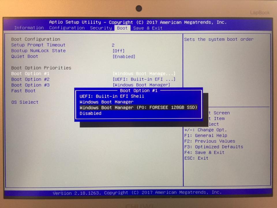 La modification de l'ordre de démarrage des disques dans le BIOS