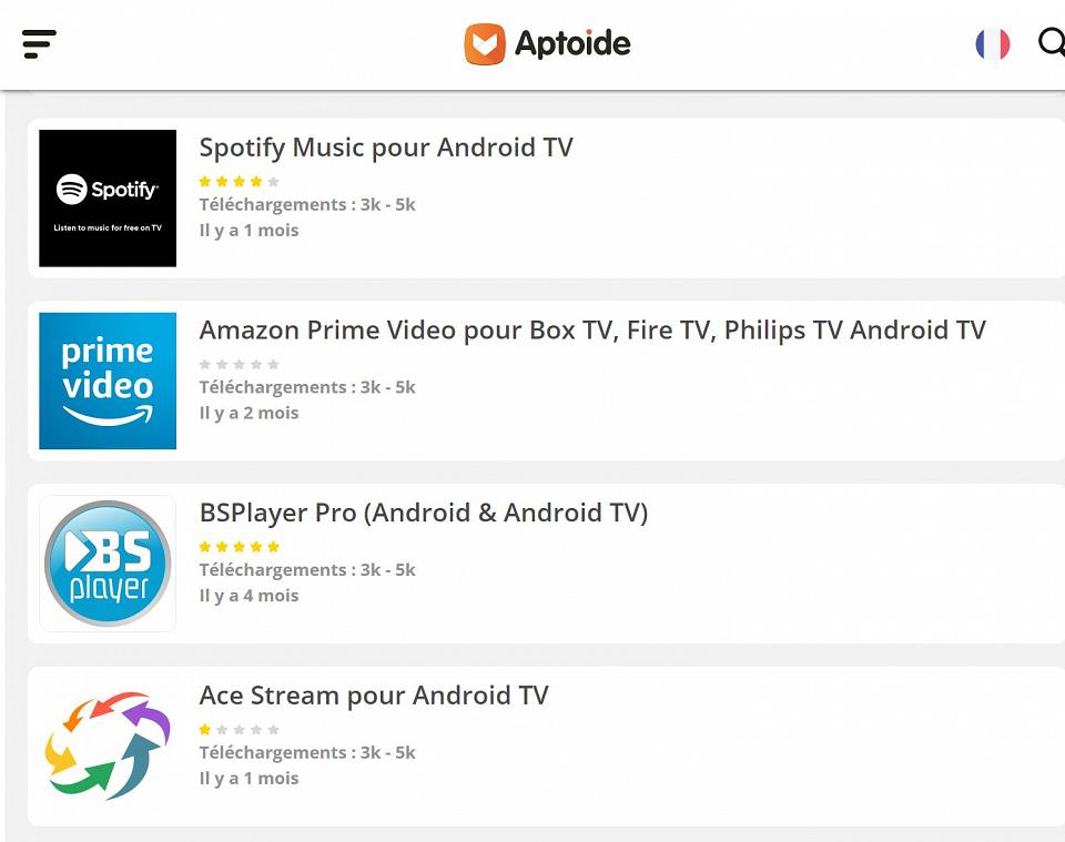 APTOIDE, un des moyens de récupérer des programmes ANDROID TV non proposés sur le PLAY STORE