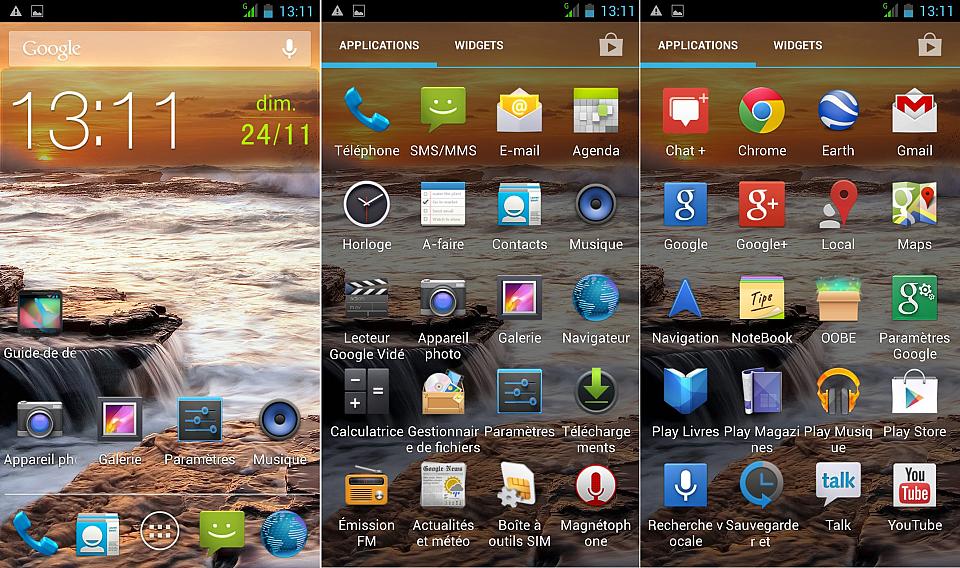 Les applications dans la ROM STOCK