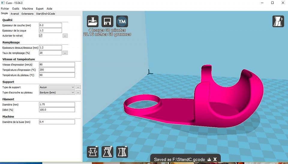 Cura 15 est fourni en logiciel « Slicer »