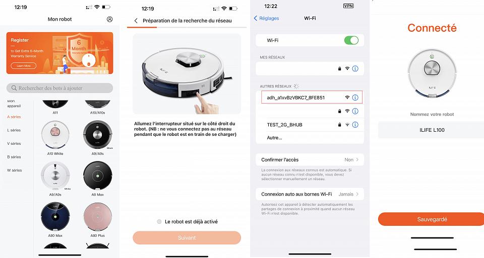 Mise en service dans l'application