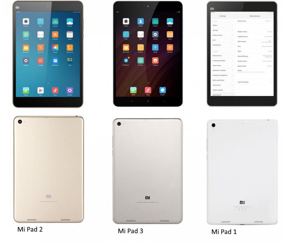 Les trois versions de Xiaomi Mi Pad 