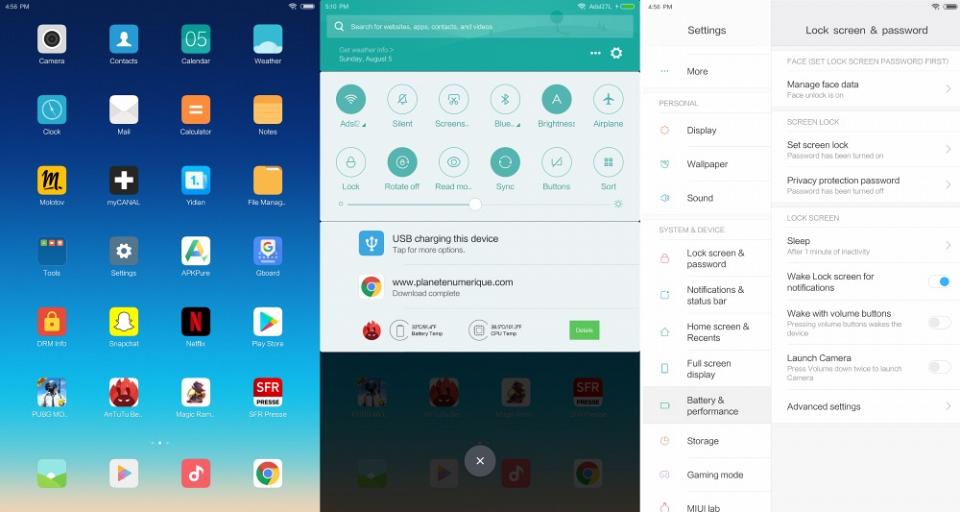 L'interface MIUI de la MI PAD 4