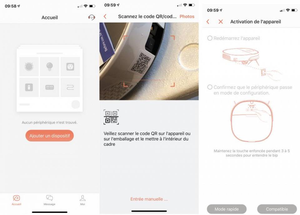 L'application mobile pour piloter l'aspirateur à distance