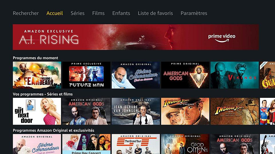 Exemple de programme non proposé sur le PLAY STORE mais fonctionnel : AMAZON PRIME VIDEO