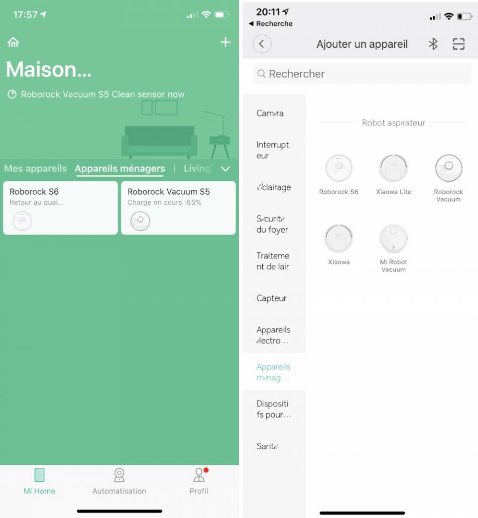 L'ajout du Roborock dans l'application MI HOME