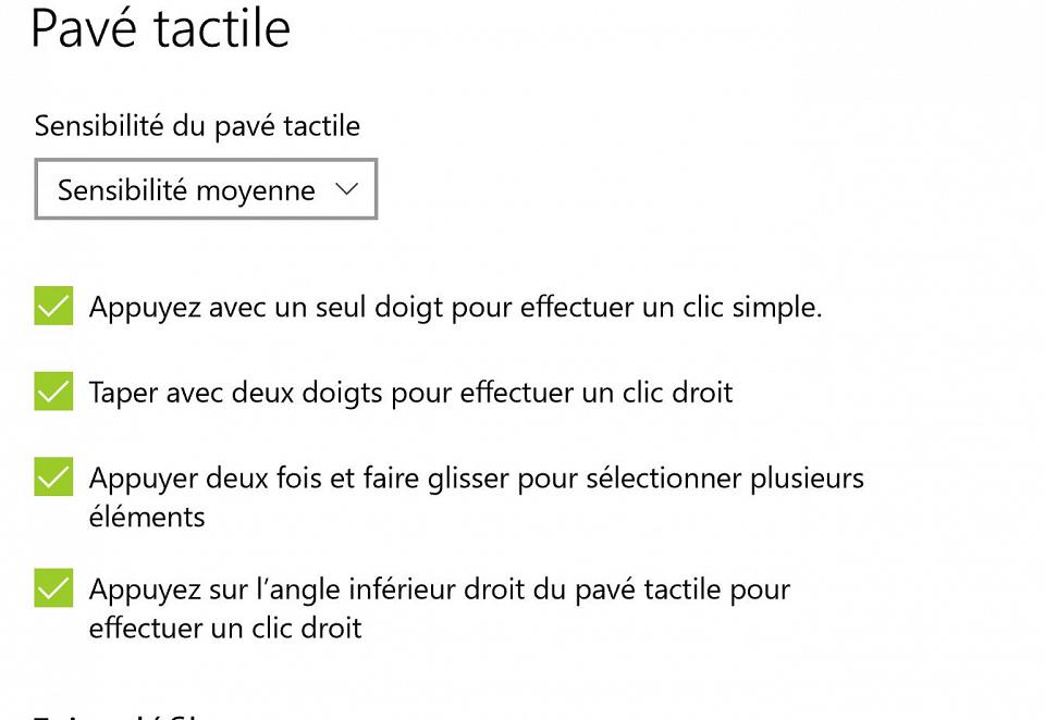 Le pavé tactile est bien reconnu en modèle de précision