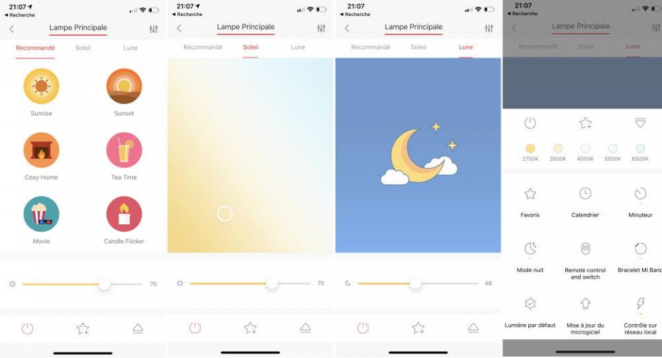 L'application Yeelight pour le plafonnier