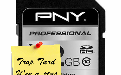 Cartes SDHC PNY Pro Classe 10 SDHC 8GB à 8,99€, 16GB à (...)