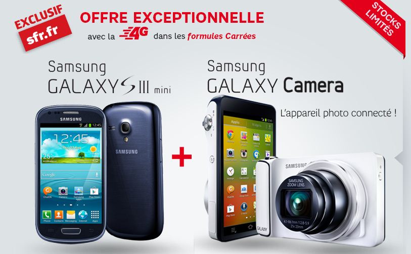 Samsung Galaxy Camera + Galaxy SIII Mini à 49,99 € avec forfait Carré