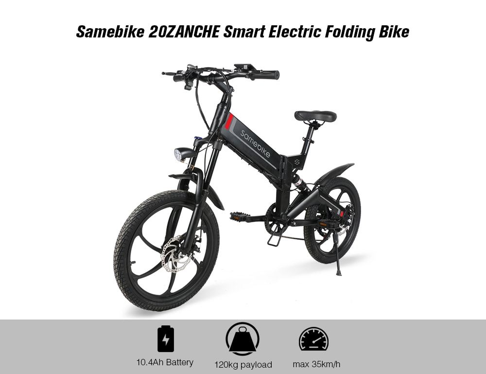 Vélo Électrique Pliant SAMEBIKE 20 Pouces - Adulte - 350W / 48V 10Ah - Batterie - Couleur Noir