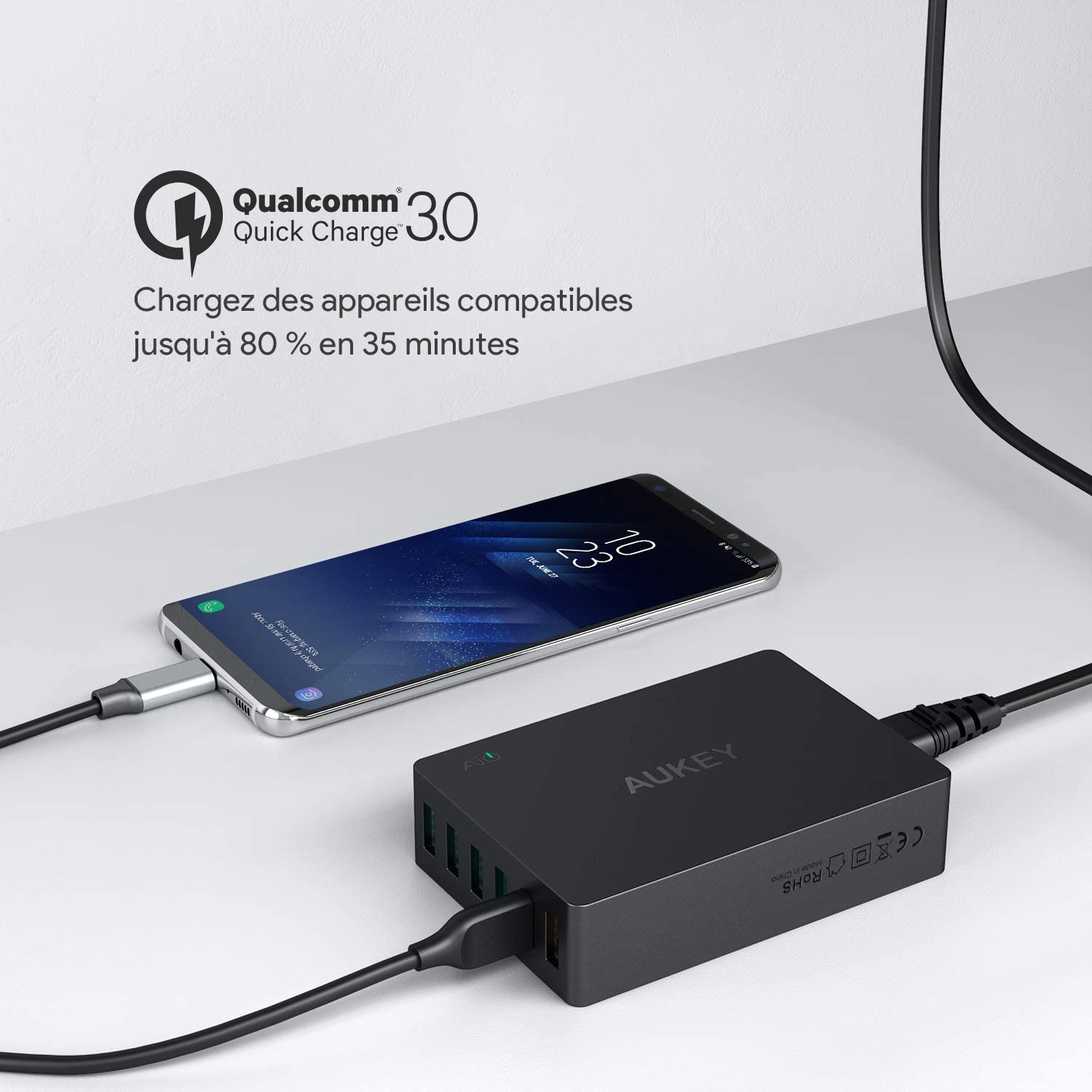 Chargeur AUKEY Quick Charge 3.0 Chargeur USB Secteur 6 Ports 60W à 19€90
