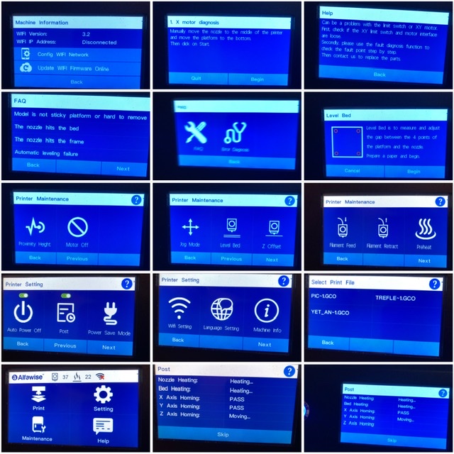 Quelques écrans du firmware de la U20 MIX
