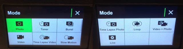 Les différents modes de capture de la YI 4K