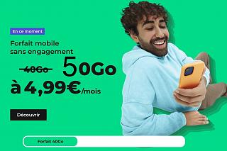 Bon plan relatif Forfait Red by SFR 50 Go 4G/20 Go UE/DOM, Appels, (...)