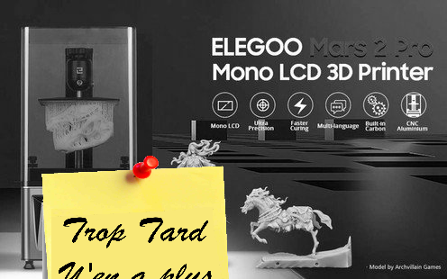 L'imprimante 3D résine ELEGOO Mars 2 Pro, 2K à 159.99 (…)