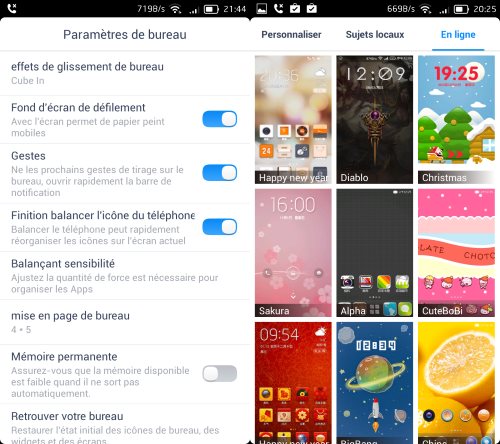 Le menu est hautement configurable