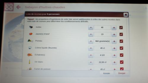 La liste des ingrédients est dynamique
