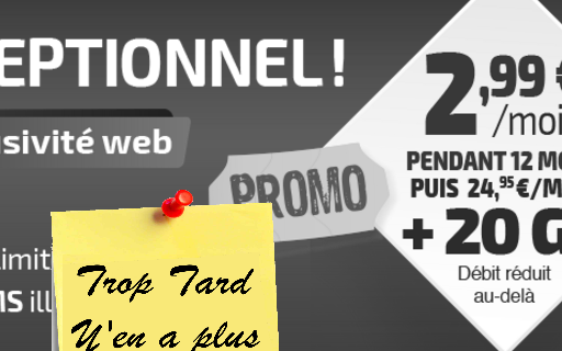 Forfait mobile Illimité 20GO à 2€99 pendant 1 an @ (…)