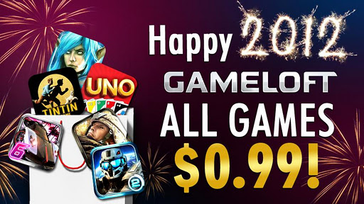 Jeux Gameloft Android HD à 79 centimes pour fêter 2012