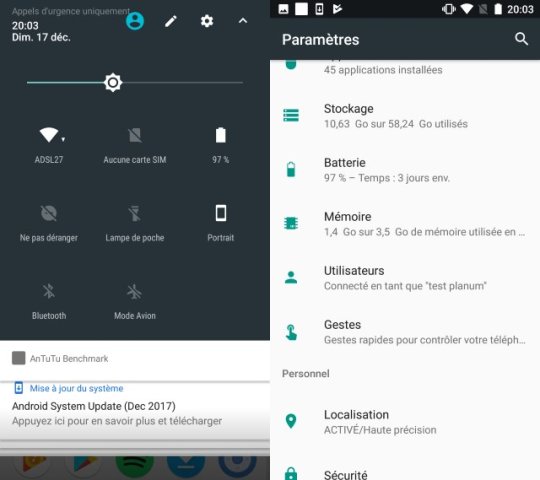 L'interface Android ONE, proche de celle parfois appelée « STOCK »