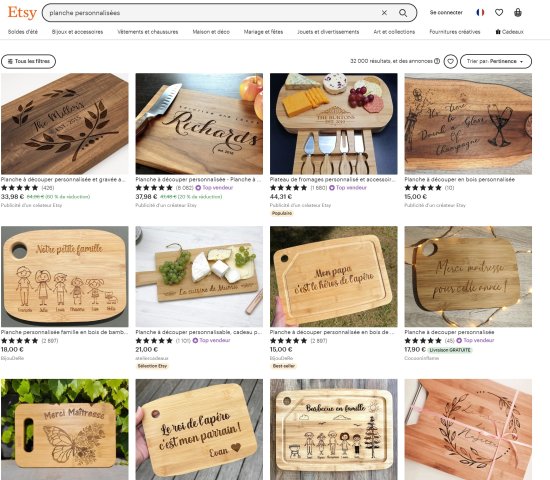 Des créations vendues sur Etsy