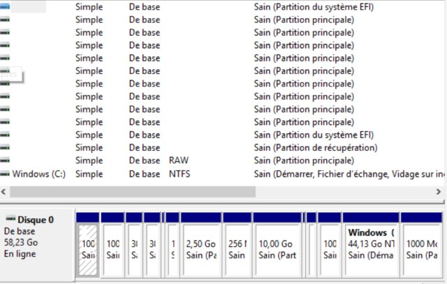  Chuwi HIbook, les partitions système