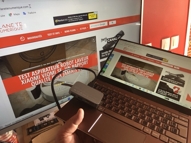 La prise USB-C est multimédia et permet une sortie Hdmi via un adaptateur 