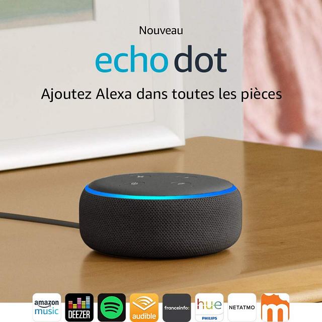 PRIME DAY] Enceinte connectée  Alexa / Echo DOT génération 3 à 19€99