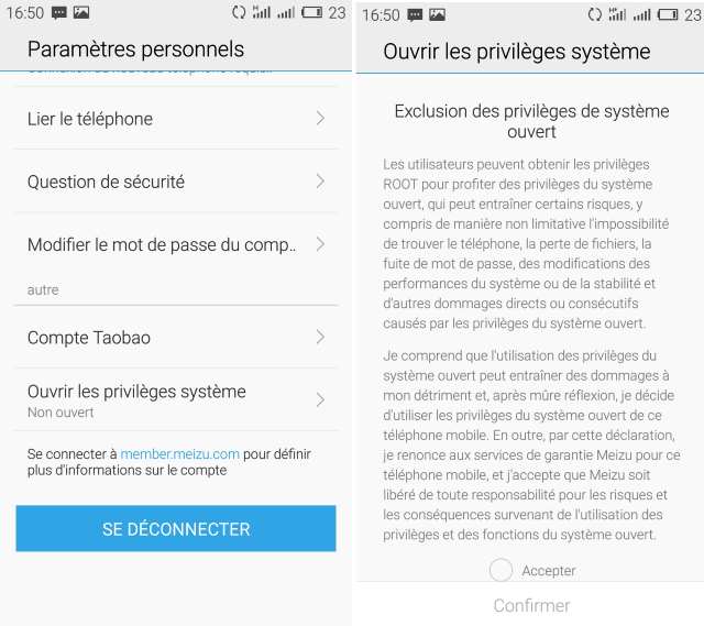 Meizu offre le ROOT sur ces appareils directement mais perte de garantie