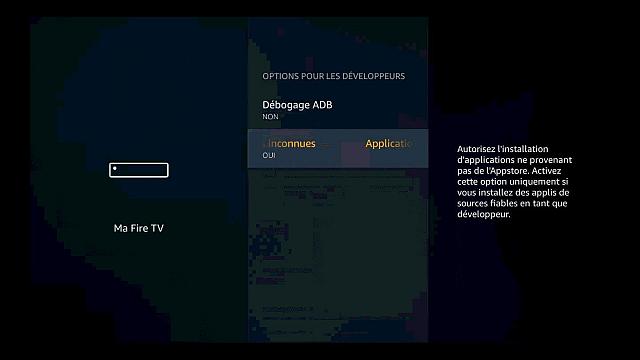 Fire TV Stick, Activez l'autorisation d'installation d'applications extérieures