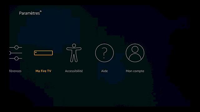 Le menu réglage, allez sur Ma Fire TV